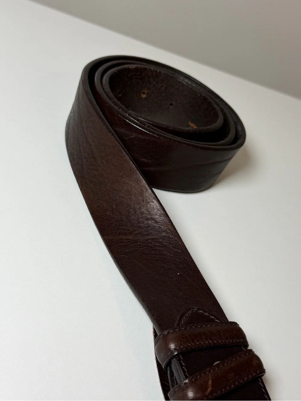 Men’s ELLIOT RHODES London 38W Dark Brown Leather Belt with Matte Silver Buckle